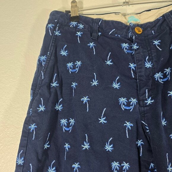 Tommy Bahama Palm Tree Bermuda Shorts Men Size 32 Blue Flat Front Resortwear - Picture 2 of 9